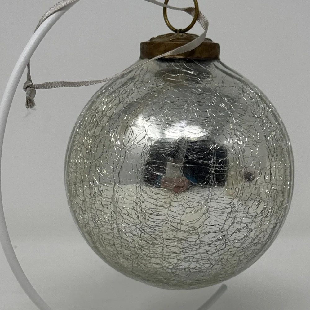 RESTORATION HARWARE KUGEL STYLE MERCURY GLASS CHRISTMAS ORNAMENT MIRROR